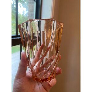 Vintage ART DECO Vase PINK Swirl GLASS 5"